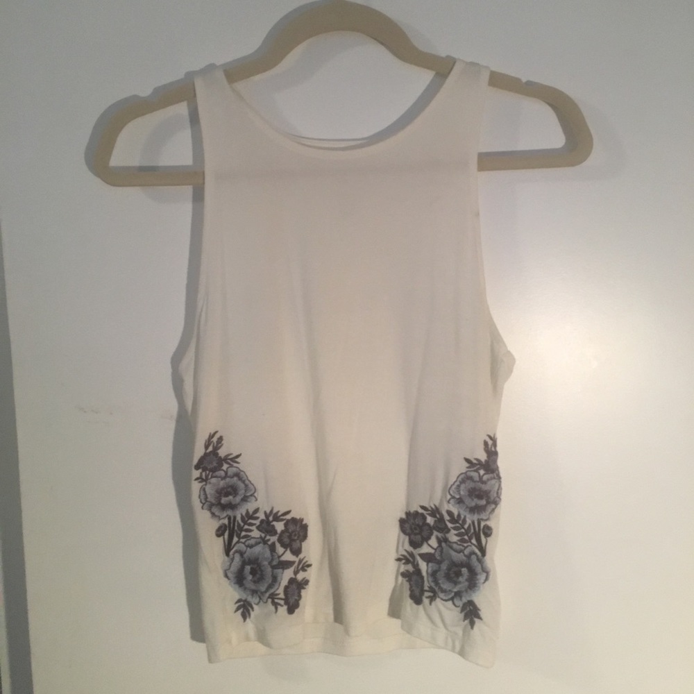White Tank Top with Floral Design